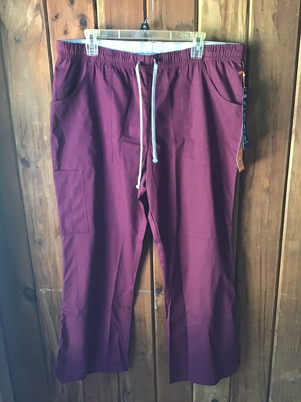 Landau Scrub Pants Unisex Size PL Burgundy Petite Large Modern Fit Pockets NWT